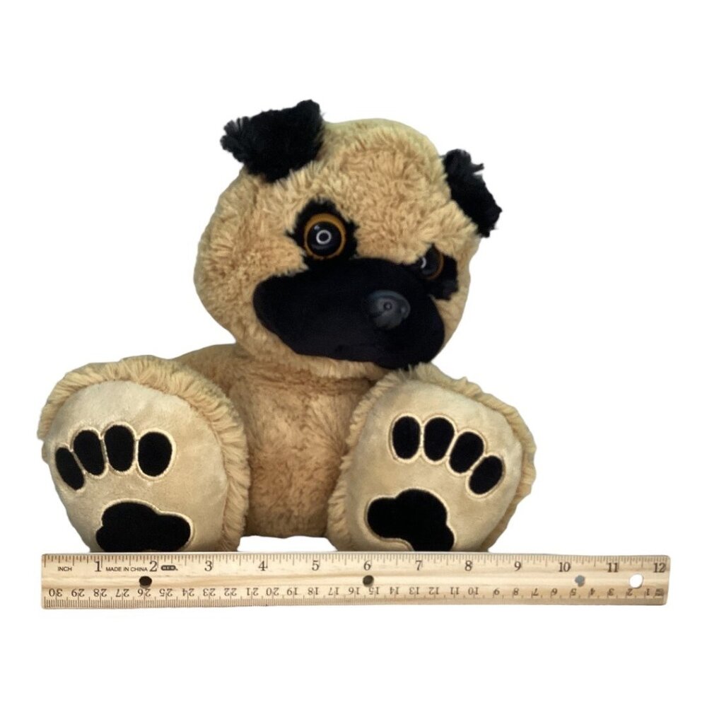 Aurora World Pug Plush Toy Dog 10” Stuffed Animal‎ Beige & Black Soft Cuddly Dog